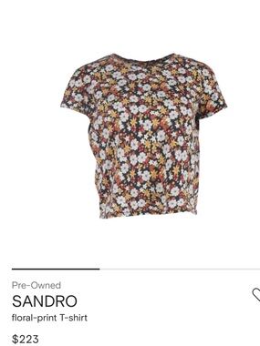 SANDRO floral print cotton T-shirt SZ 2 medium baby mini tee